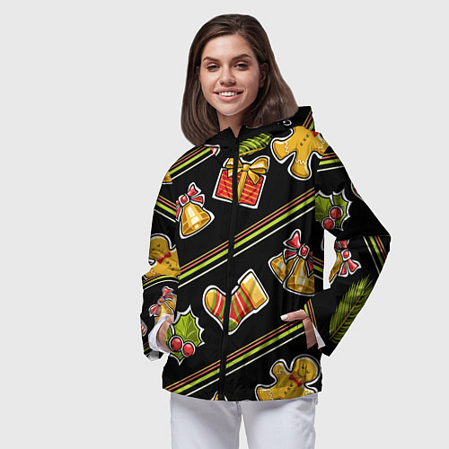 Женская ветровка Рождественский дух / 3D-Черный – фото 3