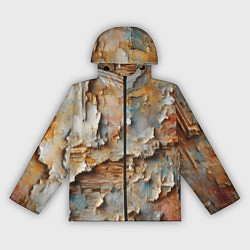Ветровка с капюшоном женская Старая штукатурка на стене - абстракция, цвет: 3D-черный