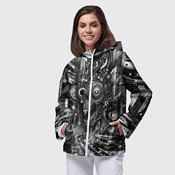 Ветровка с капюшоном женская Cyber urban skull - ai art fantasy, цвет: 3D-белый — фото 2