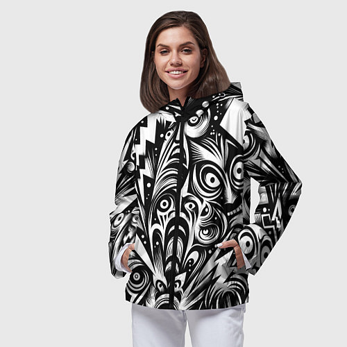 Женская ветровка Lightnings and faces - ai art fantasy / 3D-Черный – фото 3