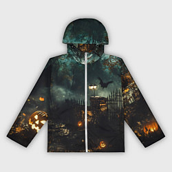 Ветровка с капюшоном женская Ночь тыкв и теней, цвет: 3D-белый