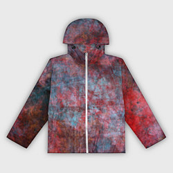 Ветровка с капюшоном женская Абстракция - red rust on blue, цвет: 3D-белый