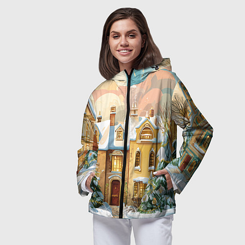 Женская ветровка Новогодний город / 3D-Черный – фото 3