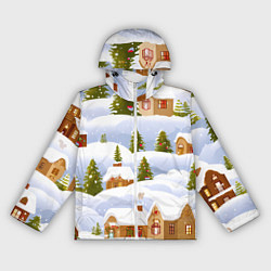 Женская ветровка Новогодние домики и елочки
