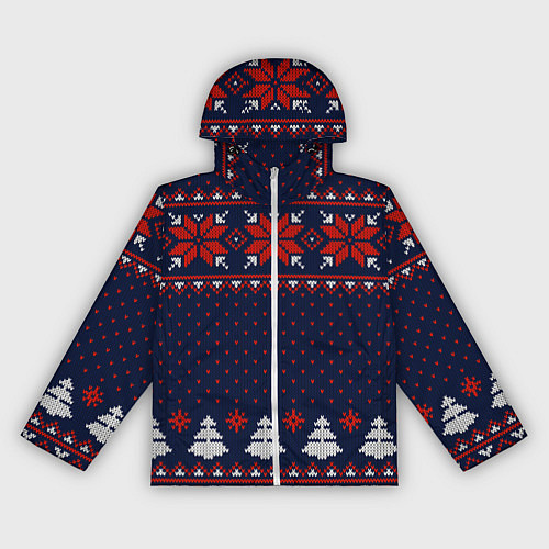 Женская ветровка Новогодний вязаный узор / 3D-Белый – фото 1