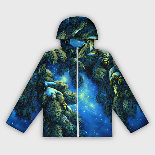 Женская ветровка Новогодние ветки елки / 3D-Белый – фото 1