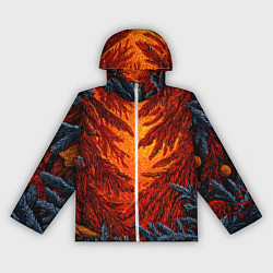 Ветровка с капюшоном женская Новогодние ветки елок, цвет: 3D-белый