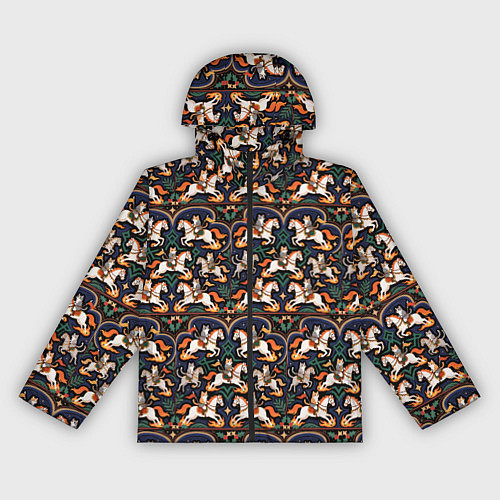 Женская ветровка Новогодние коты всадники на лошади / 3D-Черный – фото 1