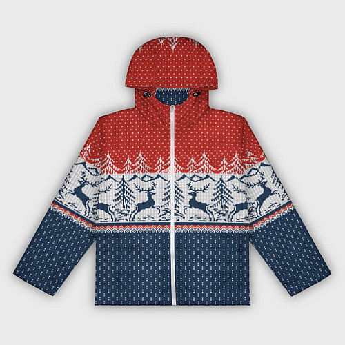 Женская ветровка Вязаный узор с оленями / 3D-Белый – фото 1