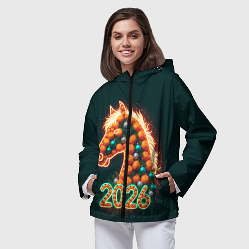 Женская ветровка Праздничная лошадь 2026 / 3D-Черный – фото 3