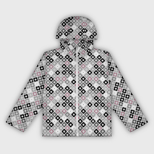 Женская ветровка Цветочный серо-розовый узор ретро / 3D-Белый – фото 1