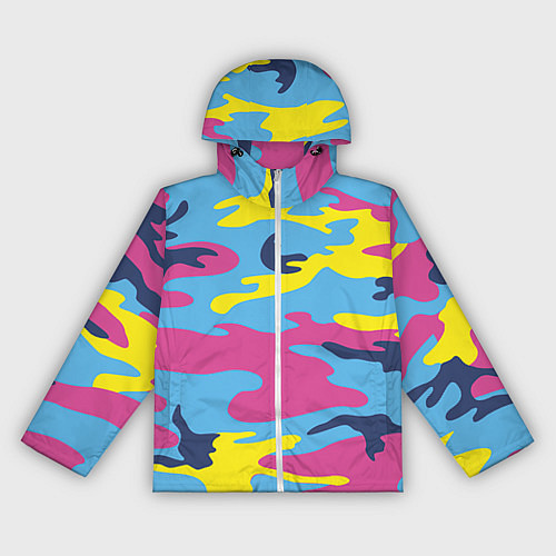 Женская ветровка Камуфляж: голубой/розовый/желтый / 3D-Белый – фото 1