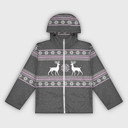 Ветровка с капюшоном женская Узор с оленями, цвет: 3D-белый