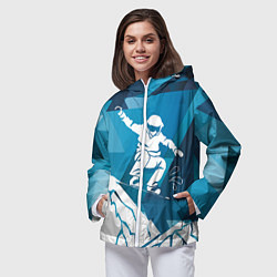 Ветровка с капюшоном женская Горы и сноубордист, цвет: 3D-белый — фото 2