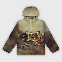 Ветровка с капюшоном женская Русские охотники, цвет: 3D-черный