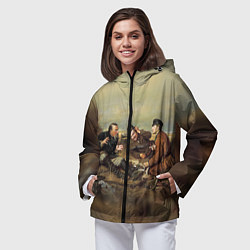Ветровка с капюшоном женская Русские охотники, цвет: 3D-черный — фото 2